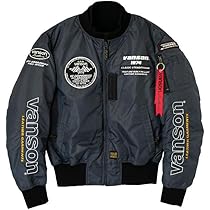 Amazon.co.jp: [バンソン] MA-1ジャケット グレー/ホワイト 3XL